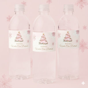 Winter Onederland Girl 1st Birthday Water Bottle Label
