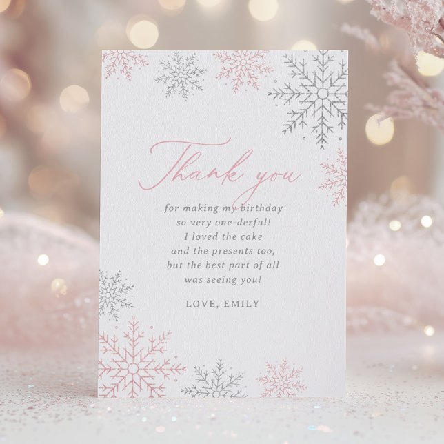 Winter Onederland Glitter Birthday Thank You Card (Creator Uploaded)