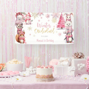 Winter onederland glitter snowflakes birthday banner