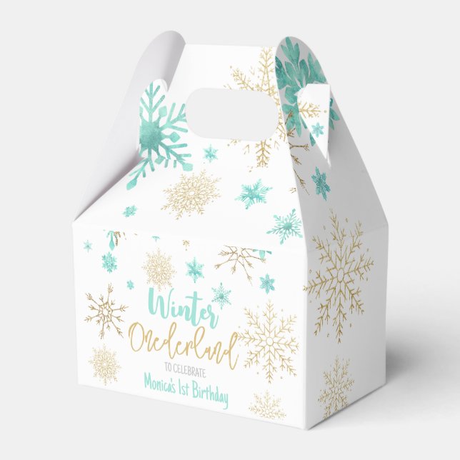 Winter onederland glitter snowflakes birthday favour box (Front Side)