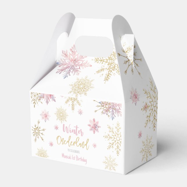 Winter onederland glitter snowflakes birthday favour box (Front Side)