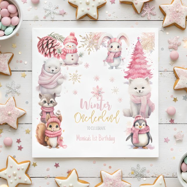 Winter onederland glitter snowflakes birthday napkin (Creator Uploaded)