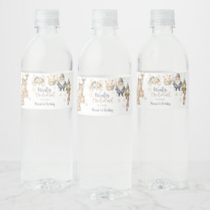Winter onederland glitter wonderful birthday water bottle label