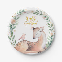 Winter ONEderland Gold Greenery Deer Woodland