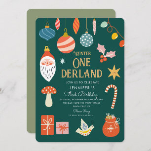 Winter Onederland Holiday First Birthday  Invitation