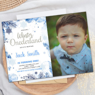 Winter ONEderland Invitations Silver Glitter Photo