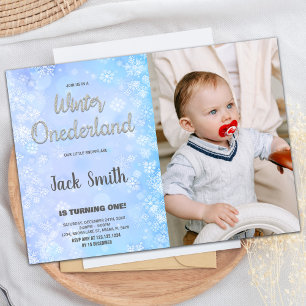 Winter ONEderland Invitations Silver Glitter Photo