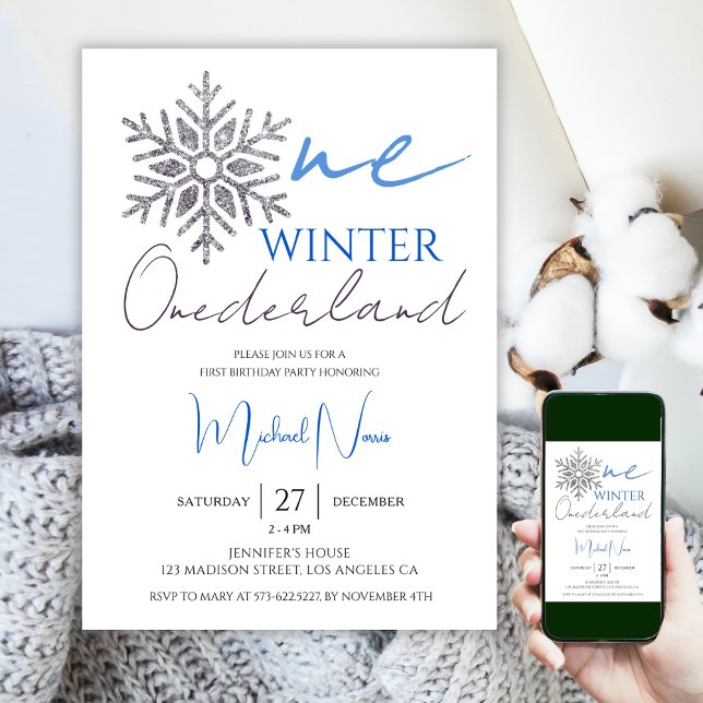 Winter ONEderland | Minimalist Boy 1st Birthday Invitation (Creator Uploaded)