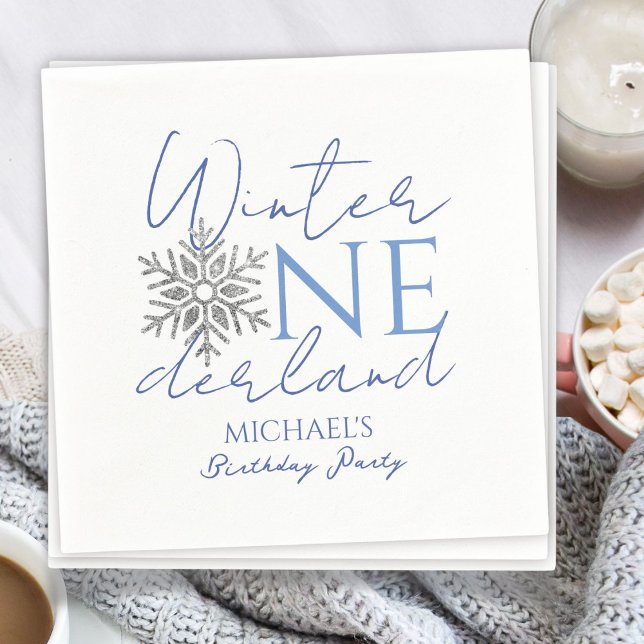 Winter ONEderland Minimalist Boy 1st Birthday Napkin (Creator Uploaded)