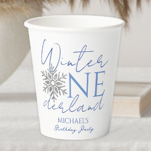 Winter ONEderland Minimalist Boy 1st Birthday Paper Cups