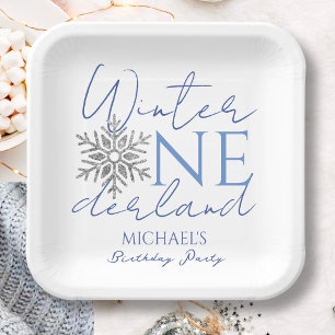 Winter ONEderland Minimalist Boy 1st Birthday Paper Plate