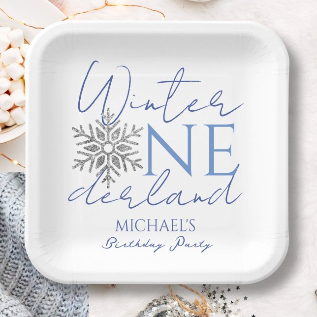 Winter ONEderland Minimalist Boy 1st Birthday Paper Plate (Creator Uploaded)