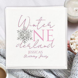 Winter ONEderland Minimalist Girl 1st Birthday Napkin