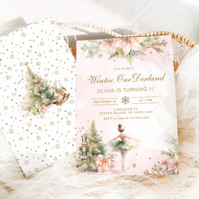 Winter Onederland Nutcracker 1st birthday pastel Invitation (Creator Uploaded)