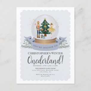 Winter Onederland Nutcracker first birthday invite Postcard