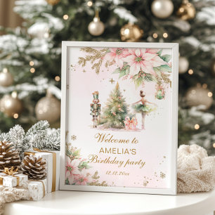 Winter Onederland Nutcracker pink gold Welcome Poster