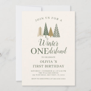 Winter Onederland Photo First Birthday Invitation