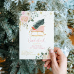 Winter Onederland Pink and Gold Sleigh Birthday Invitation<br><div class="desc">Cute and elegant winter onederland birthday invitation with flowers featuring gold accents and a sleigh.</div>