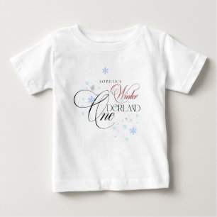 Winter ONEderland Pink Bow 1st Birthday Party Baby T-Shirt