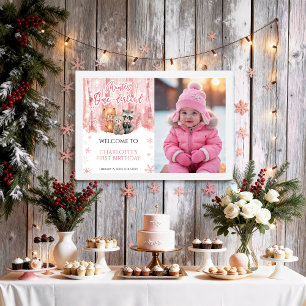 Winter Onederland Pink First Photo Welcome Sign