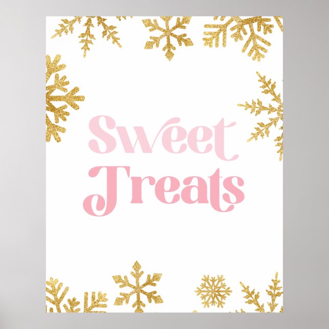 Winter Onederland Pink Gold Sweet Treats sign (Front)