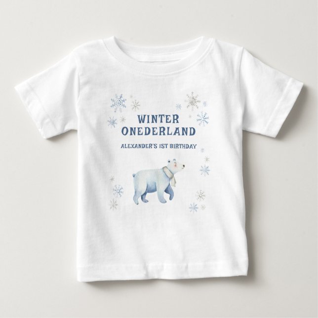 Winter Onederland Polar Bear 1st Birthday  Baby T-Shirt (Front)