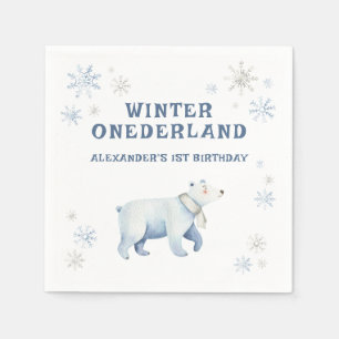 Winter Onederland Polar Bear 1st Birthday Napkin