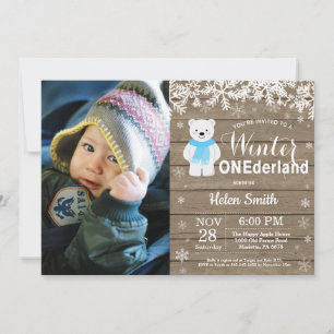 Winter Onederland Polar Bear Boy 1st Birthday Invitation