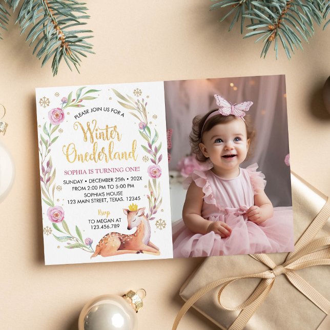 Winter Onederland Reindeer Birthday Invitation (Creator Uploaded)