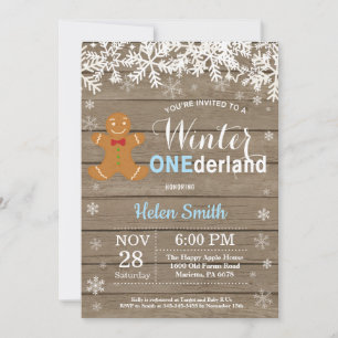 Winter Onederland Rustic Boy 1st Birthday Invitation