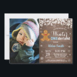 Winter Onederland Rustic Boy 1st Birthday Invitation<br><div class="desc">Winter Onederland Rustic Boy 1st Birthday Invitation with custom photo. White Snowflake. Boy Birthday Party Invitation. Winter Holiday Bday. Rustic Wood Background. Country Vintage Retro Barn. For further customisation,  please click the "Customise it" button and use our design tool to modify this template.</div>