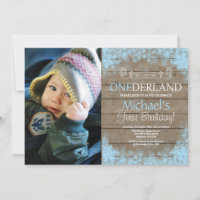 Winter Onederland Rustic Boy 1st Birthday Photo