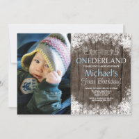 Winter Onederland Rustic Boy 1st Birthday Photo