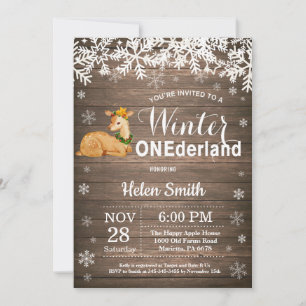 Winter Onederland Rustic Deer 1st Birthday Invitation