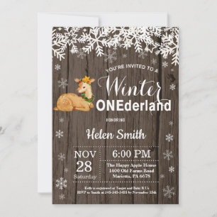 Winter Onederland Rustic Deer 1st Birthday Invitation