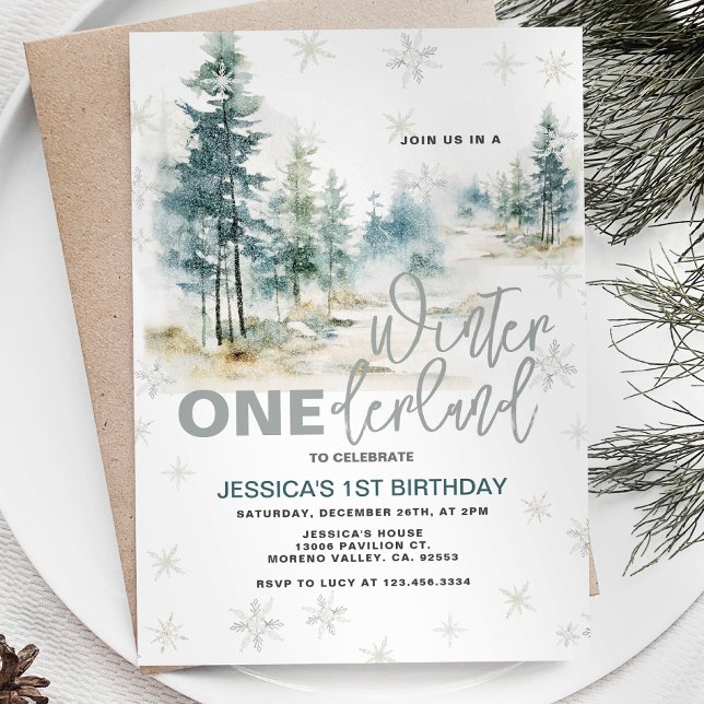 Winter Onederland Rustic Forest 1st Birthday  Invitation (Creator Uploaded)