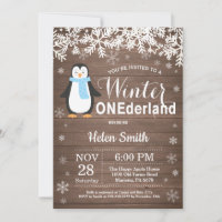 Winter Onederland Rustic Penguin Boy 1st Birthday
