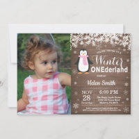 Winter Onederland Rustic Penguin Girl 1st Birthday