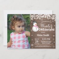 Winter Onederland Rustic Snowman Girl 1st Birthday
