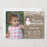 Winter Onederland Rustic Snowman Girl 1st Birthday