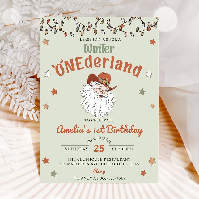 Winter Onederland Santa Christmas First Birthday  Invitation (Creator Uploaded)