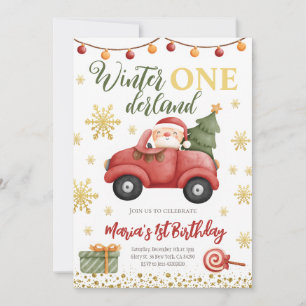 Winter Onederland Santa Claus Birthday Invitation