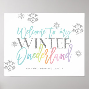 Winter ONEderland Silver Rainbow Welcome Sign