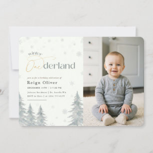 Winter Onederland Silver Snowflake 1st Birthday Invitation