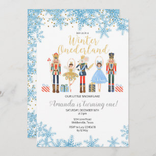 Winter ONEderland Snow Birthday Nutcracker Invitation