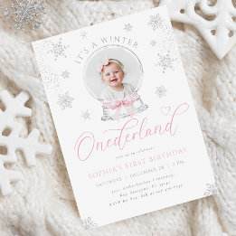 Winter ONEderland Snow Globe First Birthday Invitation