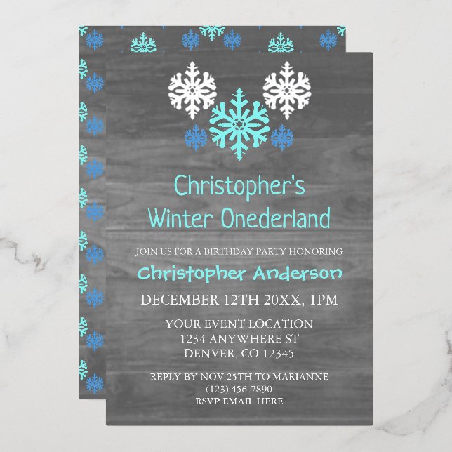 Winter Onederland Snowflake 1st Birthday (Front/Back)