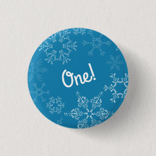 Winter Onederland Snowflake 1st Birthday Party 3 Cm Round Badge