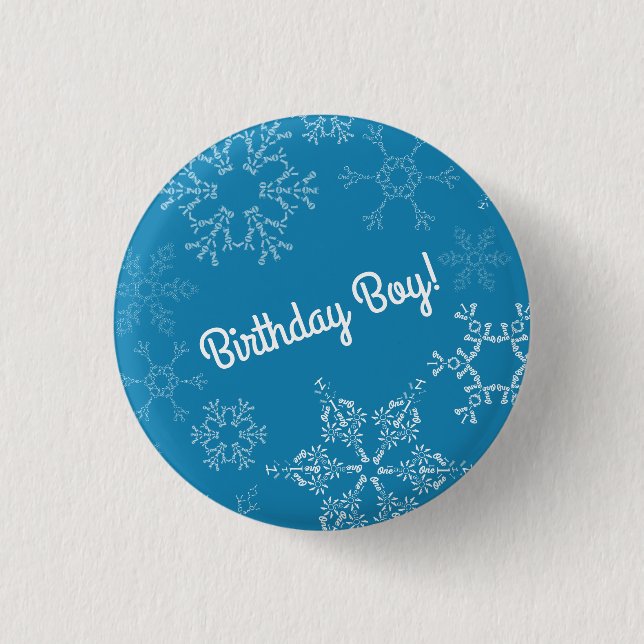 Winter Onederland Snowflake 1st Birthday Party 3 Cm Round Badge (Front)