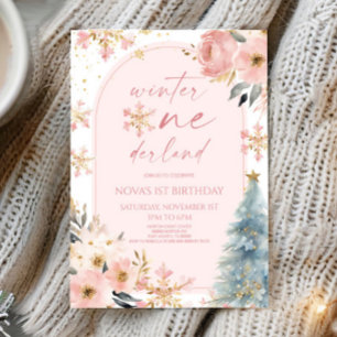 Winter Onederland Snowflake 1st Birthday Party Invitation